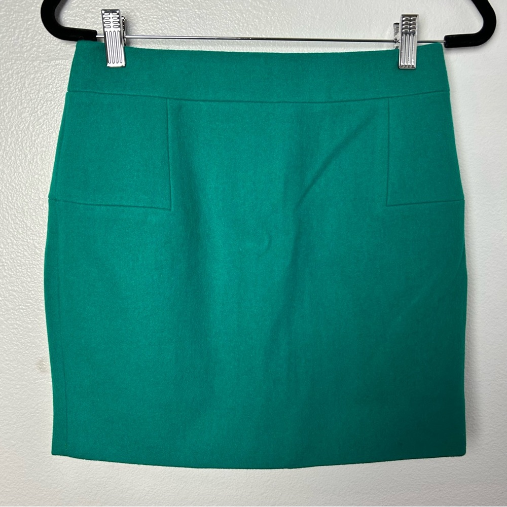 J. Crew Kelly Green Felted Wool Skirt 6